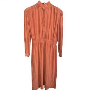 VTG Bijou I Magnin 100% Silk Midi Dress Orange Size 10 Medium Whimsigoth Luxe